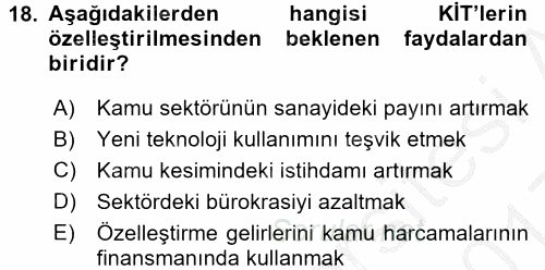 Endüstri Sosyolojisi 2016 - 2017 3 Ders Sınavı 18.Soru