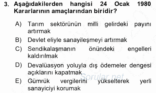 Endüstri Sosyolojisi 2016 - 2017 3 Ders Sınavı 3.Soru