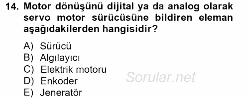 Elektrik Bakım, Arıza Bulma ve Güvenlik 2012 - 2013 Ara Sınavı 14.Soru