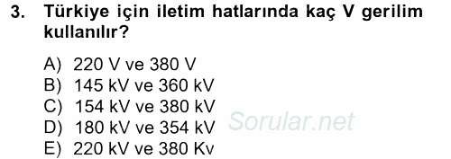 Elektrik Bakım, Arıza Bulma ve Güvenlik 2012 - 2013 Ara Sınavı 3.Soru