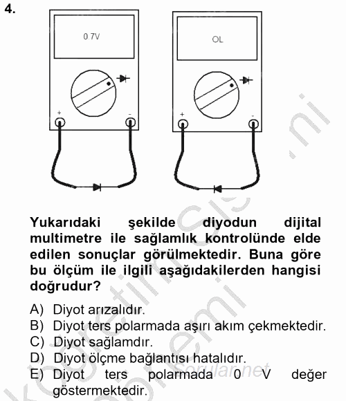 Elektrik Bakım, Arıza Bulma ve Güvenlik 2012 - 2013 Ara Sınavı 4.Soru