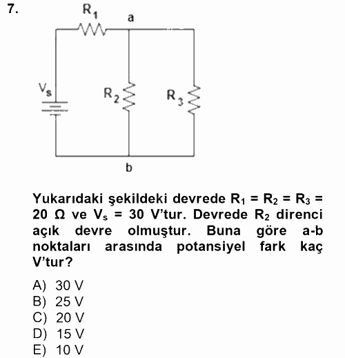 Elektrik Bakım, Arıza Bulma ve Güvenlik 2012 - 2013 Ara Sınavı 7.Soru