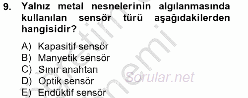 Elektrik Bakım, Arıza Bulma ve Güvenlik 2012 - 2013 Ara Sınavı 9.Soru