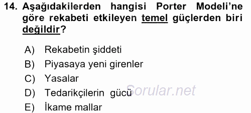 Sağlık Hizmetleri Pazarlaması 2015 - 2016 Ara Sınavı 14.Soru