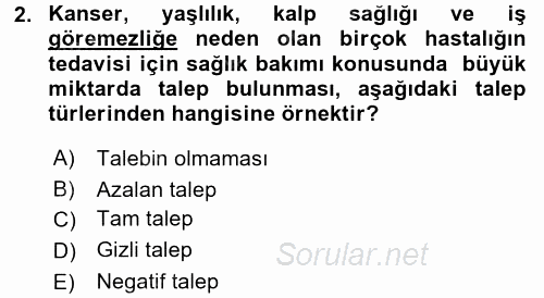 Sağlık Hizmetleri Pazarlaması 2015 - 2016 Ara Sınavı 2.Soru