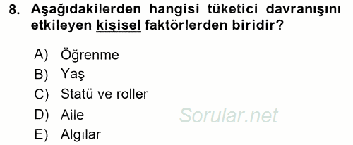 Sağlık Hizmetleri Pazarlaması 2015 - 2016 Ara Sınavı 8.Soru