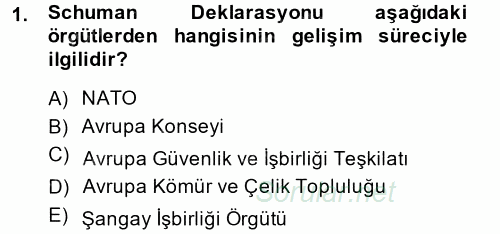 Uluslararası Örgütler 2013 - 2014 Ara Sınavı 1.Soru