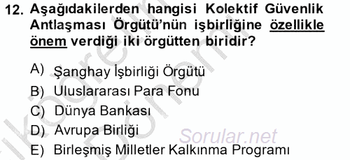 Uluslararası Örgütler 2013 - 2014 Ara Sınavı 12.Soru
