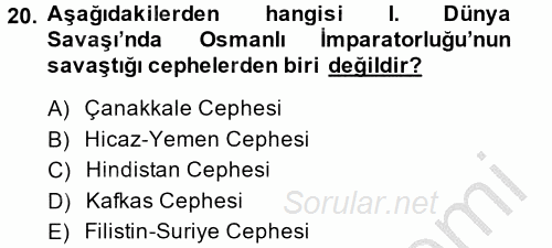 Uluslararası İlişkilere Giriş 2013 - 2014 Ara Sınavı 20.Soru