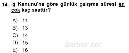Bireysel İş Hukuku 2017 - 2018 Dönem Sonu Sınavı 14.Soru