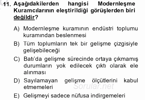 Ekonominin Güncel Sorunları 2014 - 2015 Ara Sınavı 11.Soru