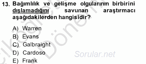 Ekonominin Güncel Sorunları 2014 - 2015 Ara Sınavı 13.Soru
