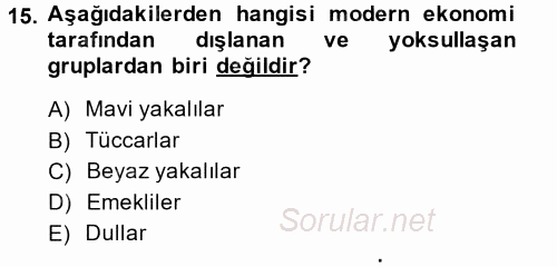 Ekonominin Güncel Sorunları 2014 - 2015 Ara Sınavı 15.Soru