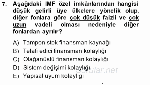 Ekonominin Güncel Sorunları 2014 - 2015 Ara Sınavı 7.Soru