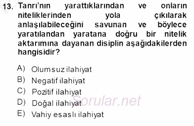 Ortaçağ Felsefesi 1 2014 - 2015 Ara Sınavı 13.Soru