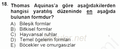 Ortaçağ Felsefesi 1 2014 - 2015 Ara Sınavı 18.Soru