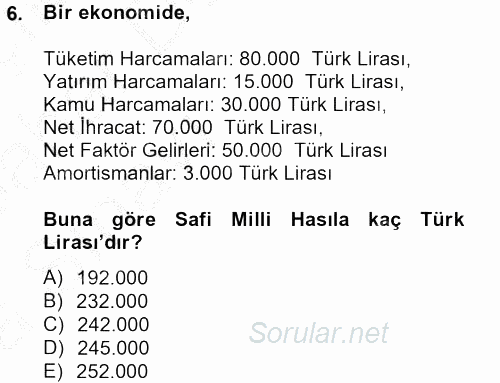 İktisada Giriş 2 2012 - 2013 Ara Sınavı 6.Soru