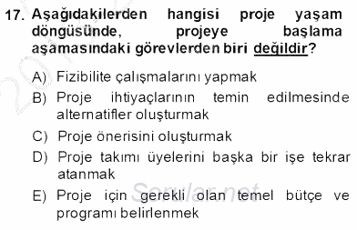 Etkinlik Yönetimi 2013 - 2014 Dönem Sonu Sınavı 17.Soru