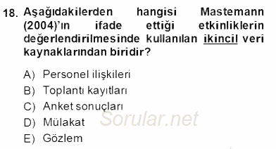 Etkinlik Yönetimi 2013 - 2014 Dönem Sonu Sınavı 18.Soru