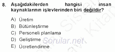 Etkinlik Yönetimi 2013 - 2014 Dönem Sonu Sınavı 8.Soru