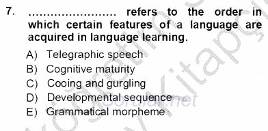 Dil Edinimi 2012 - 2013 Ara Sınavı 7.Soru