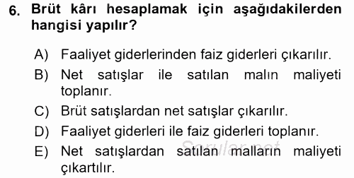Perakende Yönetimi 2017 - 2018 Dönem Sonu Sınavı 6.Soru