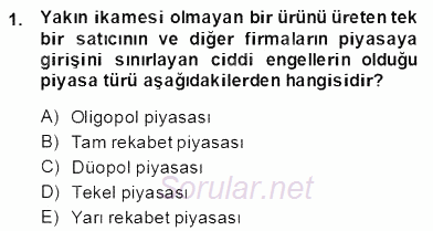 Medya Ekonomisi ve İşletmeciliği 2013 - 2014 Dönem Sonu Sınavı 1.Soru