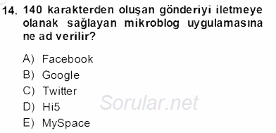 Medya Ekonomisi ve İşletmeciliği 2013 - 2014 Dönem Sonu Sınavı 14.Soru