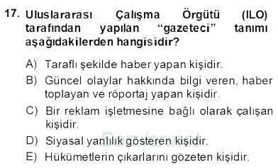 Medya Ekonomisi ve İşletmeciliği 2013 - 2014 Dönem Sonu Sınavı 17.Soru
