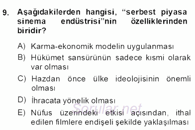 Medya Ekonomisi ve İşletmeciliği 2013 - 2014 Dönem Sonu Sınavı 9.Soru