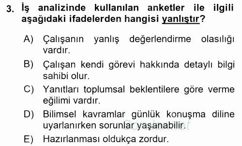 Çalışma Psikolojisi 2017 - 2018 3 Ders Sınavı 3.Soru