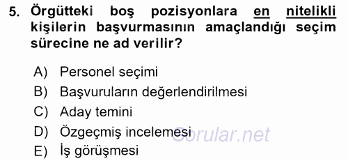 Çalışma Psikolojisi 2017 - 2018 3 Ders Sınavı 5.Soru