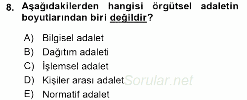 Çalışma Psikolojisi 2017 - 2018 3 Ders Sınavı 8.Soru