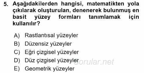 Bilgisayar Destekli Temel Tasarım 2016 - 2017 Ara Sınavı 5.Soru