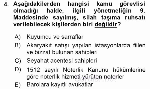 Özel Güvenlik Hukuku 1 2016 - 2017 Dönem Sonu Sınavı 4.Soru