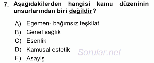 Özel Güvenlik Hukuku 1 2016 - 2017 Dönem Sonu Sınavı 7.Soru