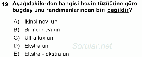 Temel Mutfak Teknikleri 2017 - 2018 Dönem Sonu Sınavı 19.Soru