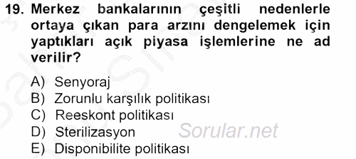 İktisada Giriş 2 2012 - 2013 Dönem Sonu Sınavı 19.Soru