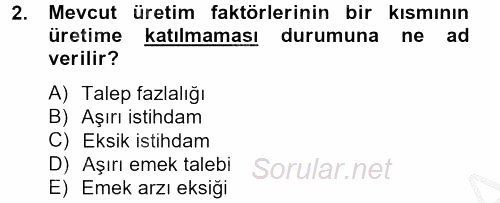 İktisada Giriş 2 2012 - 2013 Dönem Sonu Sınavı 2.Soru