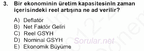 İktisada Giriş 2 2012 - 2013 Dönem Sonu Sınavı 3.Soru