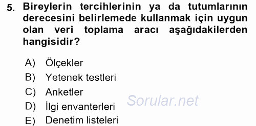 Sosyal Bilimlerde Araştırma Yöntemleri 2016 - 2017 Dönem Sonu Sınavı 5.Soru