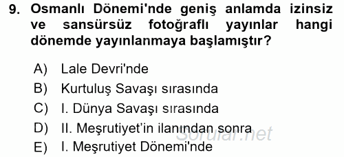 Basın Fotoğrafçılığı 2016 - 2017 3 Ders Sınavı 9.Soru