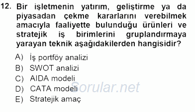 Spor Pazarlaması 2012 - 2013 Dönem Sonu Sınavı 12.Soru