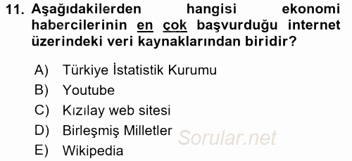 Haber Türleri 2017 - 2018 Ara Sınavı 11.Soru