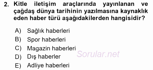 Haber Türleri 2017 - 2018 Ara Sınavı 2.Soru