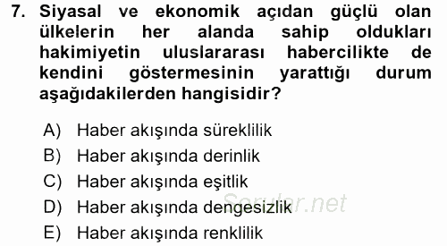 Haber Türleri 2017 - 2018 Ara Sınavı 7.Soru