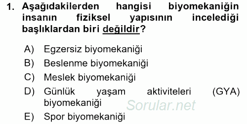 Spor Bilimlerine Giriş 2016 - 2017 Dönem Sonu Sınavı 1.Soru
