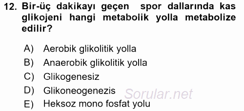 Spor Bilimlerine Giriş 2016 - 2017 Dönem Sonu Sınavı 12.Soru