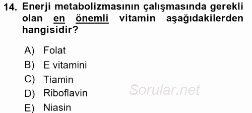 Spor Bilimlerine Giriş 2016 - 2017 Dönem Sonu Sınavı 14.Soru