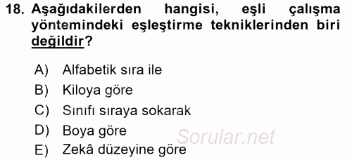 Spor Bilimlerine Giriş 2016 - 2017 Dönem Sonu Sınavı 18.Soru